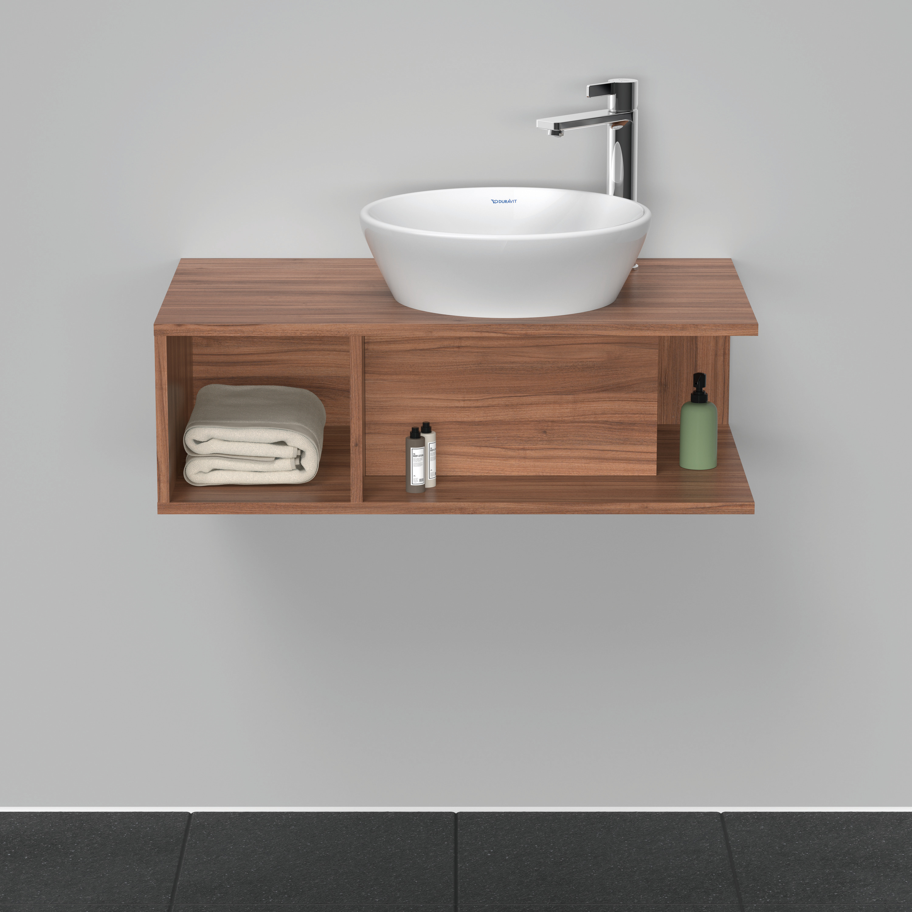 DU D-Neo WTU wandh.,1 offenes Fach l., 260x800x480mm, Nussbaum Natur