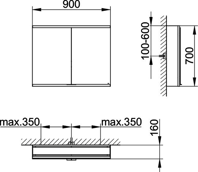 KEUCO Royal Modular 2.0 SPS, bel. 80021, Vorb,1Steckd/USB,sb-elox,900x700x160mm