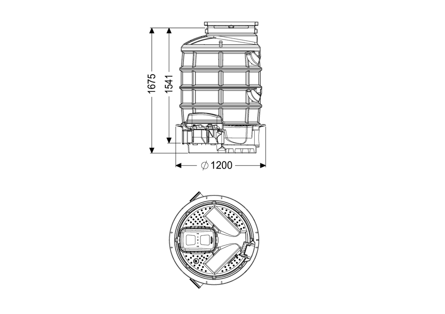 KESSEL-Rückstauschacht LW 1000 Zulauf DN 150, Auslauf DN 150, 1680 mm