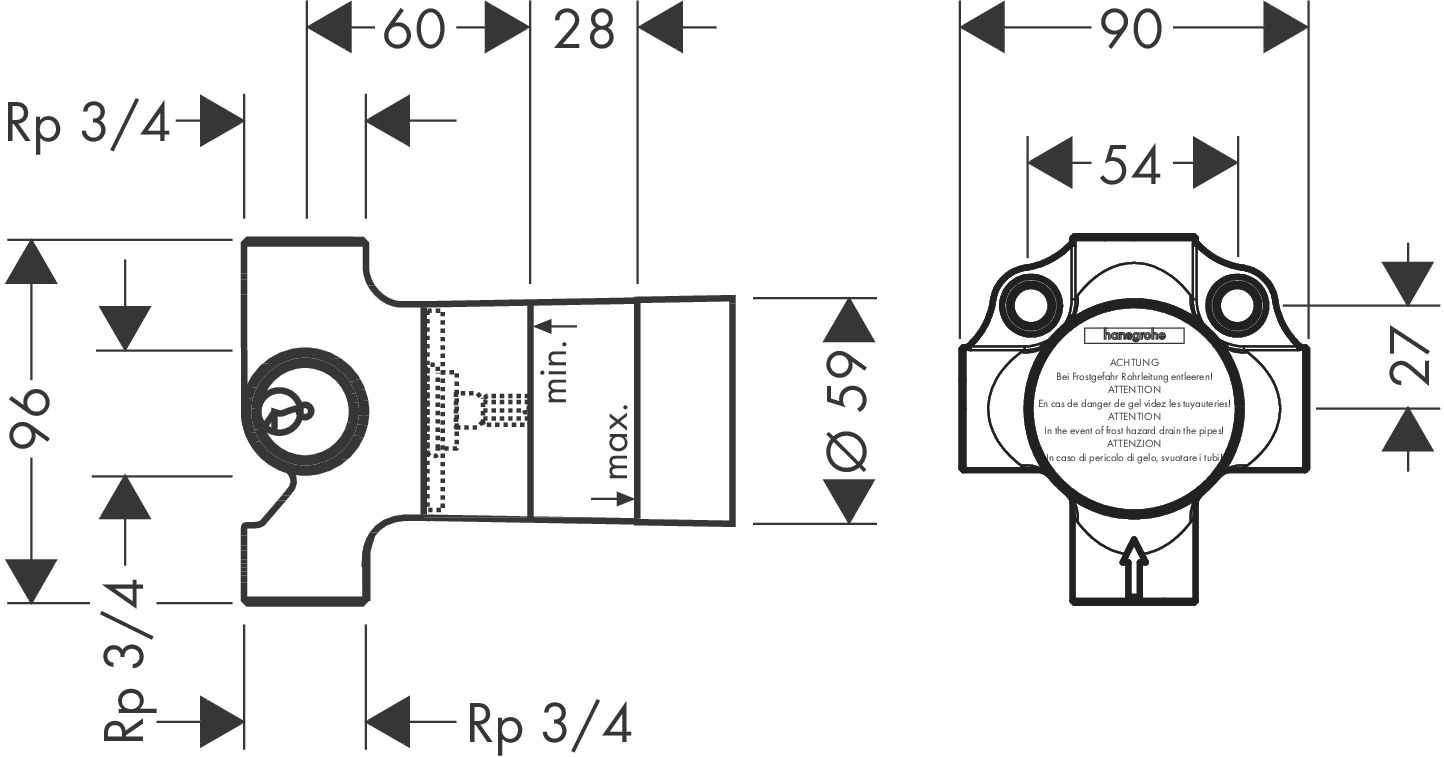 Hansgrohe Grundkörper Quattro 