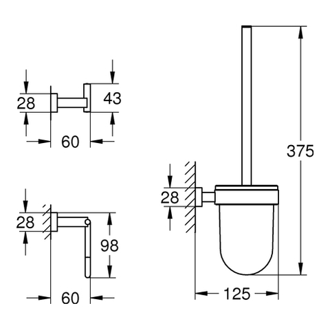 GROHE WC-Accessoire Set 3-in-1 Essentials Cube 40757_1 chrom