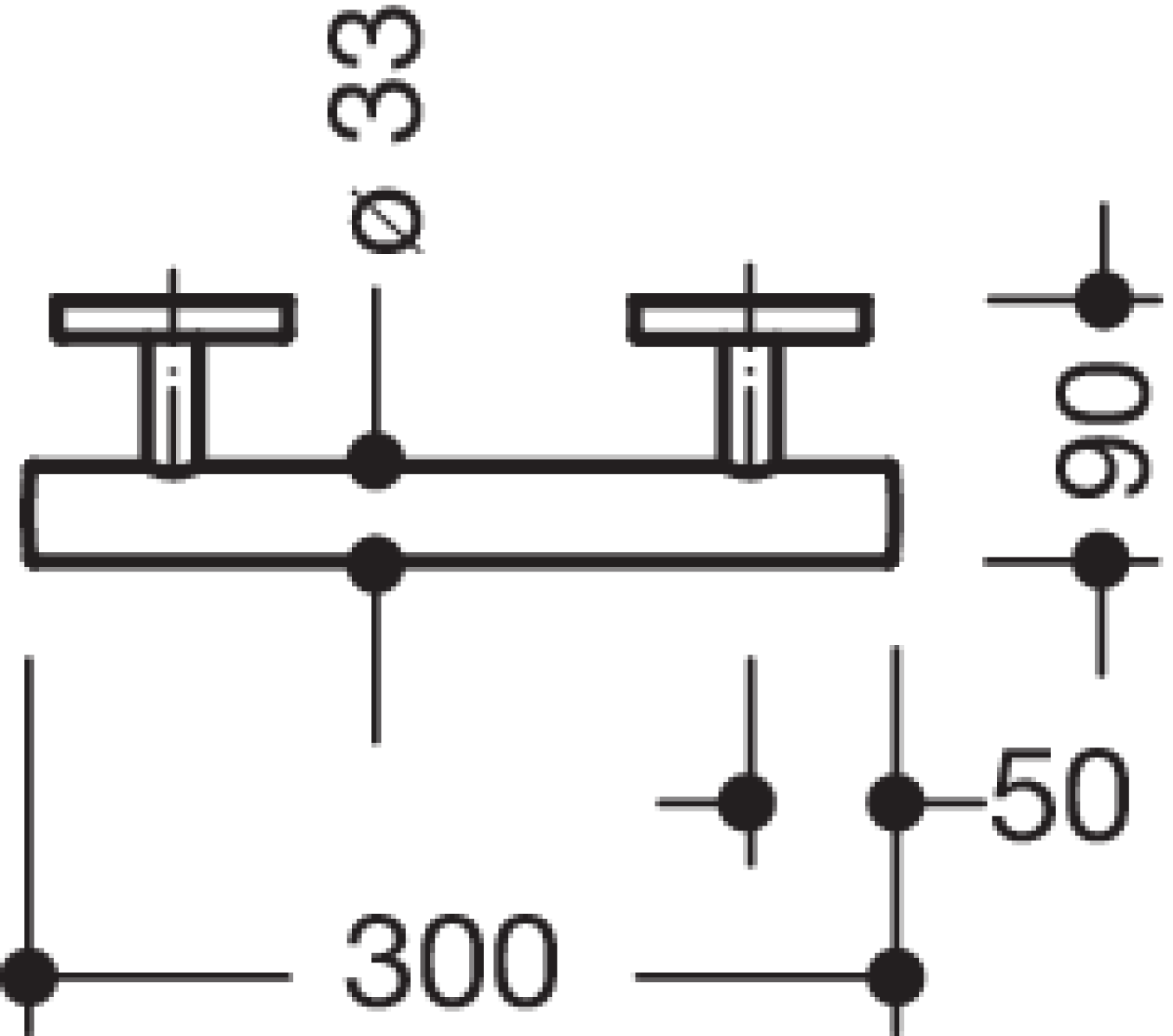HEWI Haltegriff, L:300mm, d:33mm, Kst., unifarben signalweiß