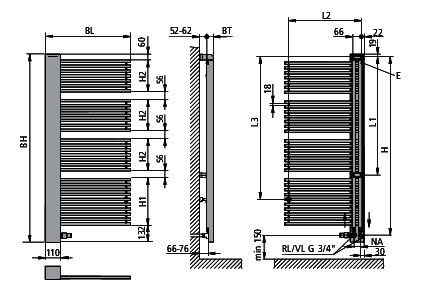 Kermi Credo-Half BH1884x51x610mm QN1051, weiß/weiß, links