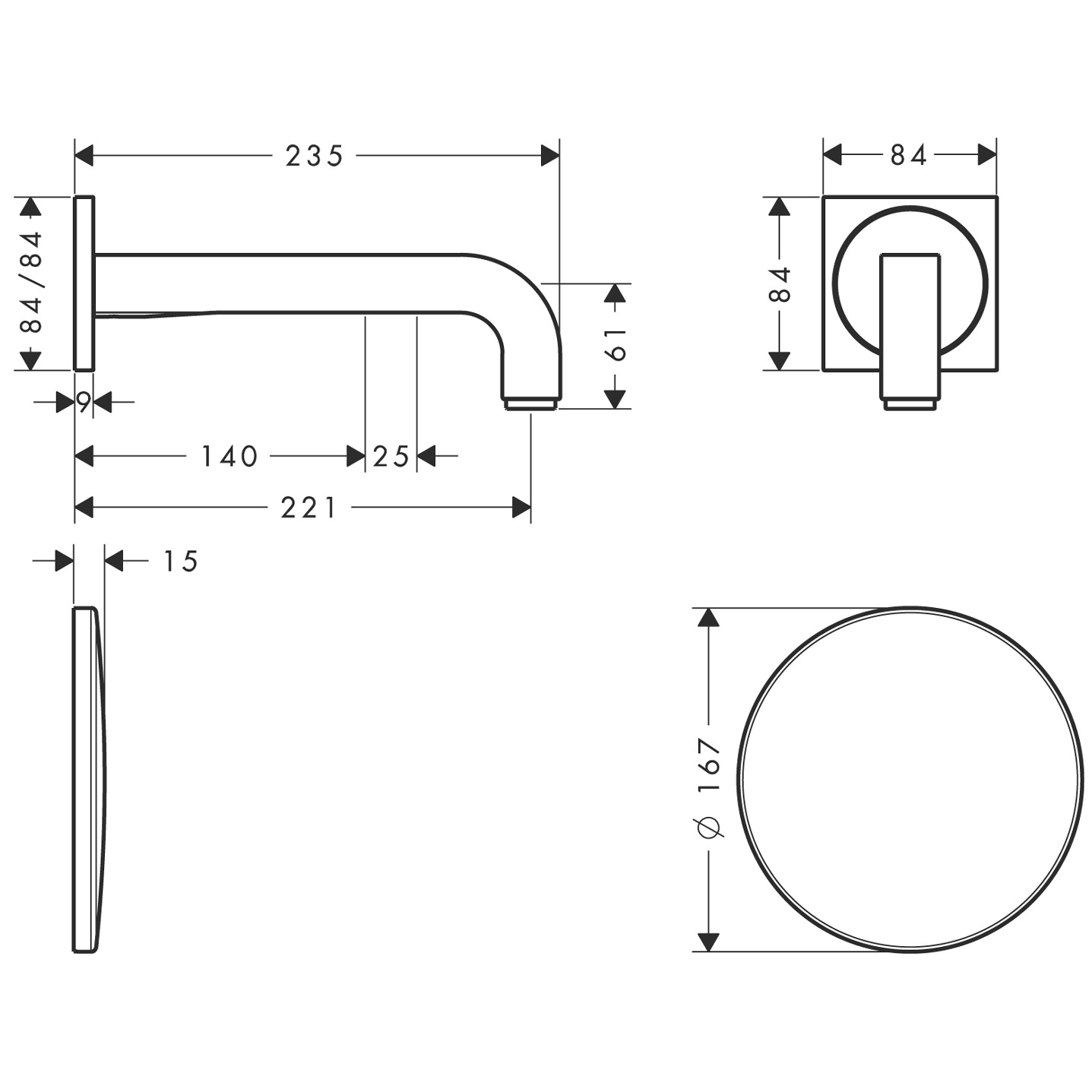 Hansgrohe Waschtischmischer Unterputz Axor Citterio Elektronik langer Auslauf chrom