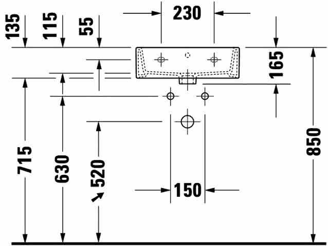 DU Handwaschbecken Vero Air 450mm m.ÜL, m.HLB, m.HL, weiß