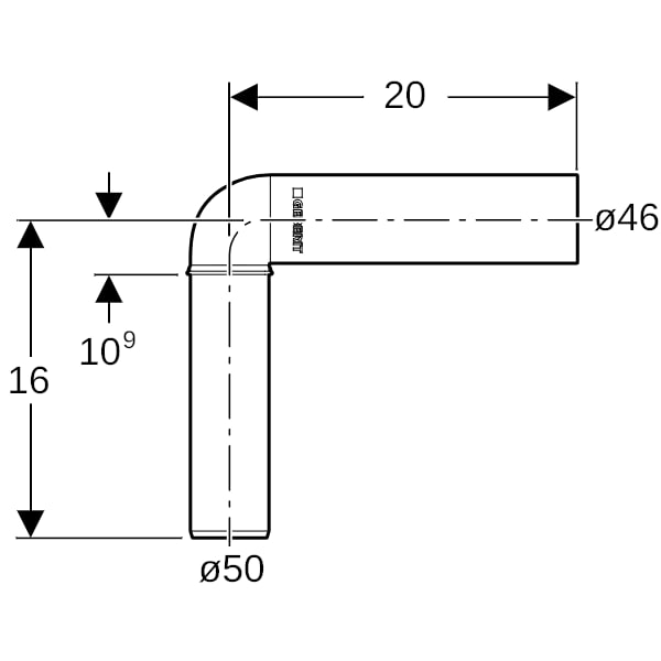 Geberit Silent-PP Anschlussbogen 90Gr verlänger d50/46