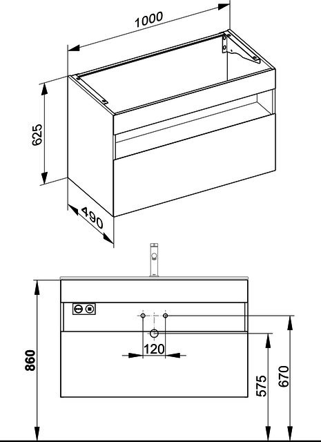 KEUCO WUB m.Ausz. Stageline 32872 Sd.u.Bel. 1000x625x490mm weiß