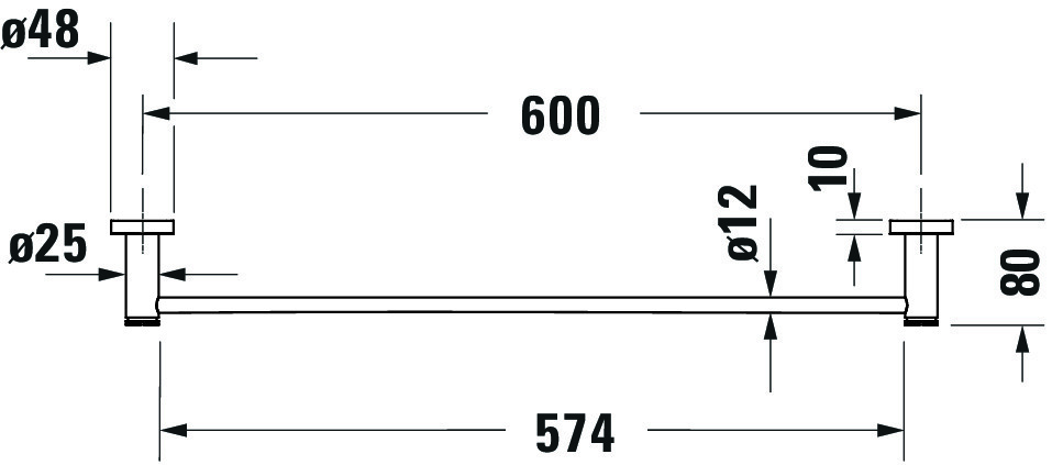 DU D-Code HTH, Arme 1 648x80x48 mm, Chrom