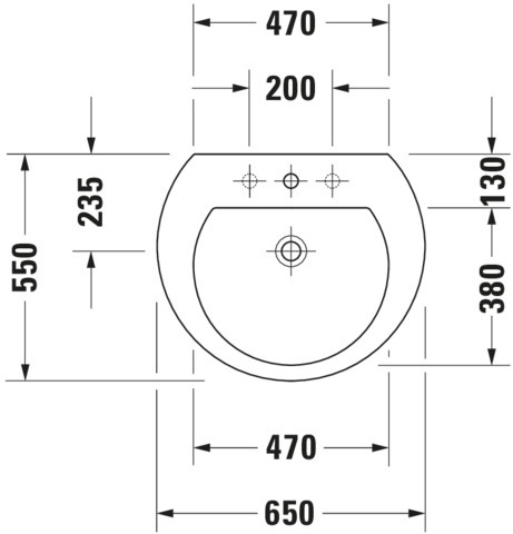 DU Waschtisch Darling New 650 mm mit ÜL, mit HLB, 1 HL, weiß