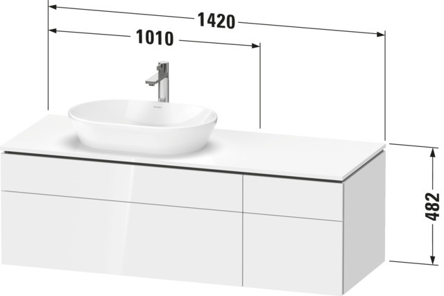 Duravit Konsolen-WTU wandh. L-Cube 550x1400x4 82mm Betongrau Matt 2 Ausz. 2 Schubk.