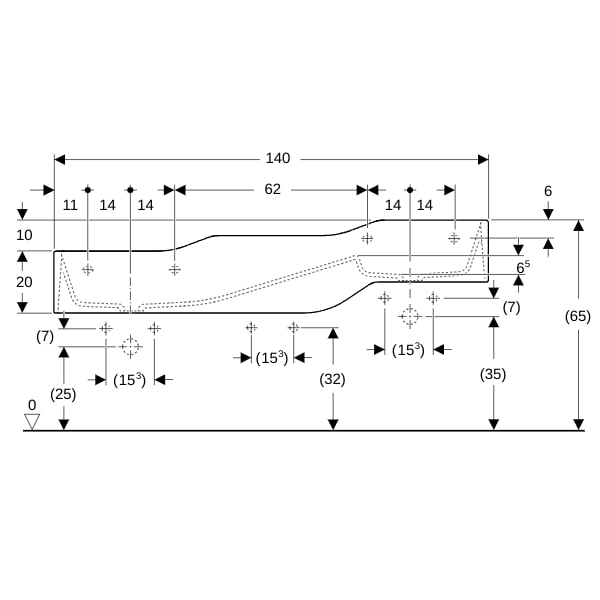 Geberit Bambini Spiel/Waschlandschaft B:140cm 3 Waschpl., tieferes B li, o. Hl., weiß