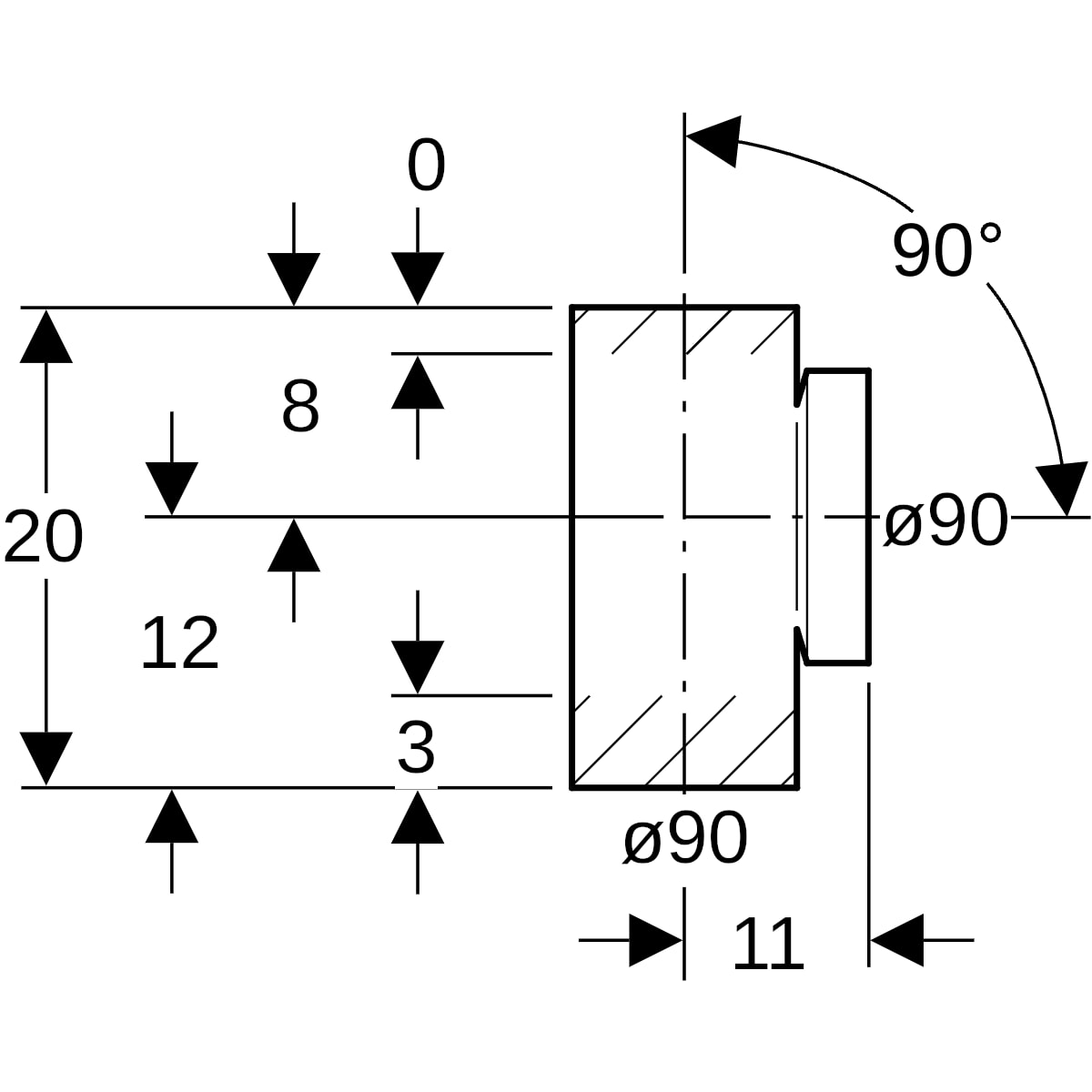 Geberit PE Reinigungsstück 90Gr mit runder Serviceöffnung d90