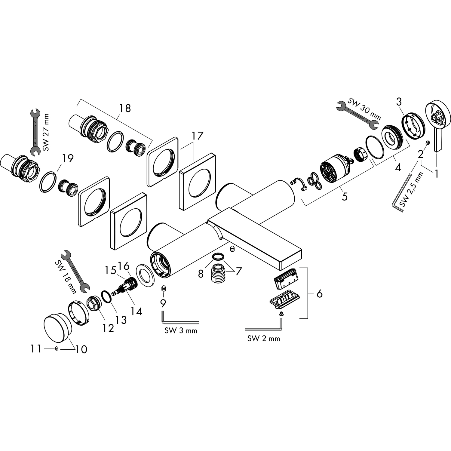 Hansgrohe Wannenmischer Aufputz Tecturis E MSW
