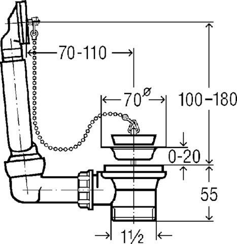 Viega Ab- und Überlaufgarnitur 7462.71 in G1 1/2 x 70mm Kunststoff weiss