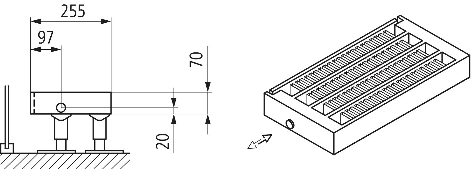 Kermi Kon m. Str. Typ44 BH280x255x3600 QN7801, weiß, 6bar, m. Abd., AB Uni.