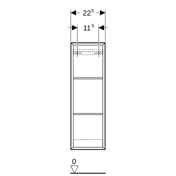 Geberit Regal rechteckig 22,5x70x13,2cm, lava matt