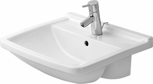 DU Halbeinbauwaschtisch Starck 3 550 mm mit ÜL, mit HLB, 1 HL, weiß