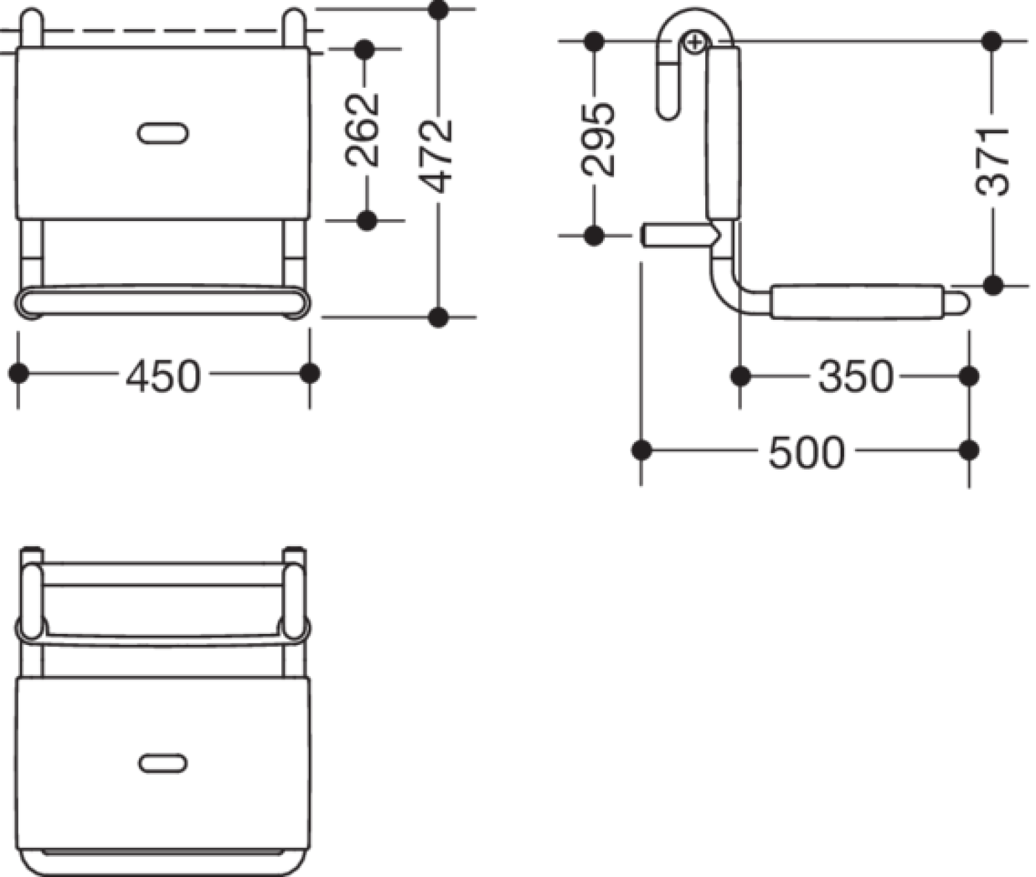 HEWI Einhängesitz B=450mm,T=500mm,H=472mm reinweiß