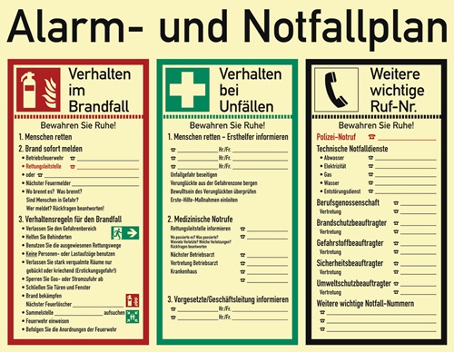 Alarm-/Notfallplan ASR A1.3/DIN EN ISO 7010/DIN 67510 L620xB480mm Ku. Alarm-/Notfallplan ASR A1.3/DIN EN ISO 7010/DIN 67510 L620xB480mm Ku.