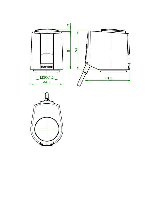 OVENTROP-Elektrothermischer Stellantrieb "Aktor T ST", 24V, stroml. geschl.,0-10V