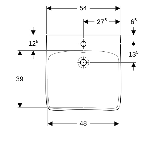 Geberit Renova Comfort WT barrierefrei 55x55cm, m. Hl., m. Ül., weiß