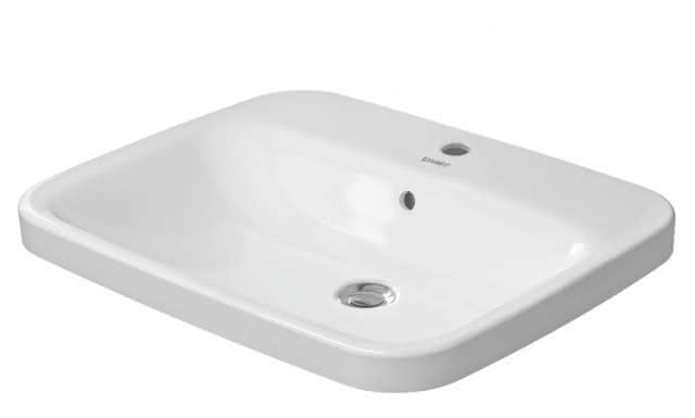 DU Einbauwaschtisch DuraStyle 615 mm EB v.oben, m.ÜL, m.HLB, 1 HL, weiß