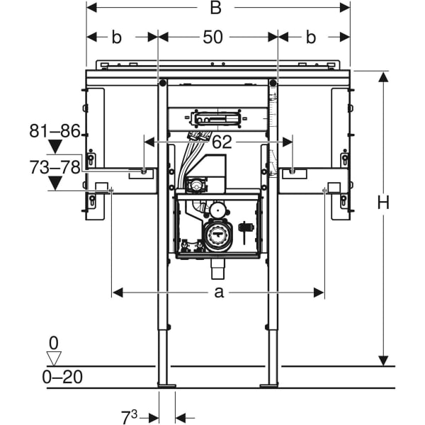 Geberit Duofix Element für One Waschtisch für OneTap Wandarmatur, raumhoch B75