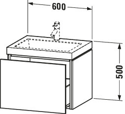Duravit WTU L-Cube mit Vero Air 500x600x480 o. HL, 1 Auszug, Nussbaum gebürstet