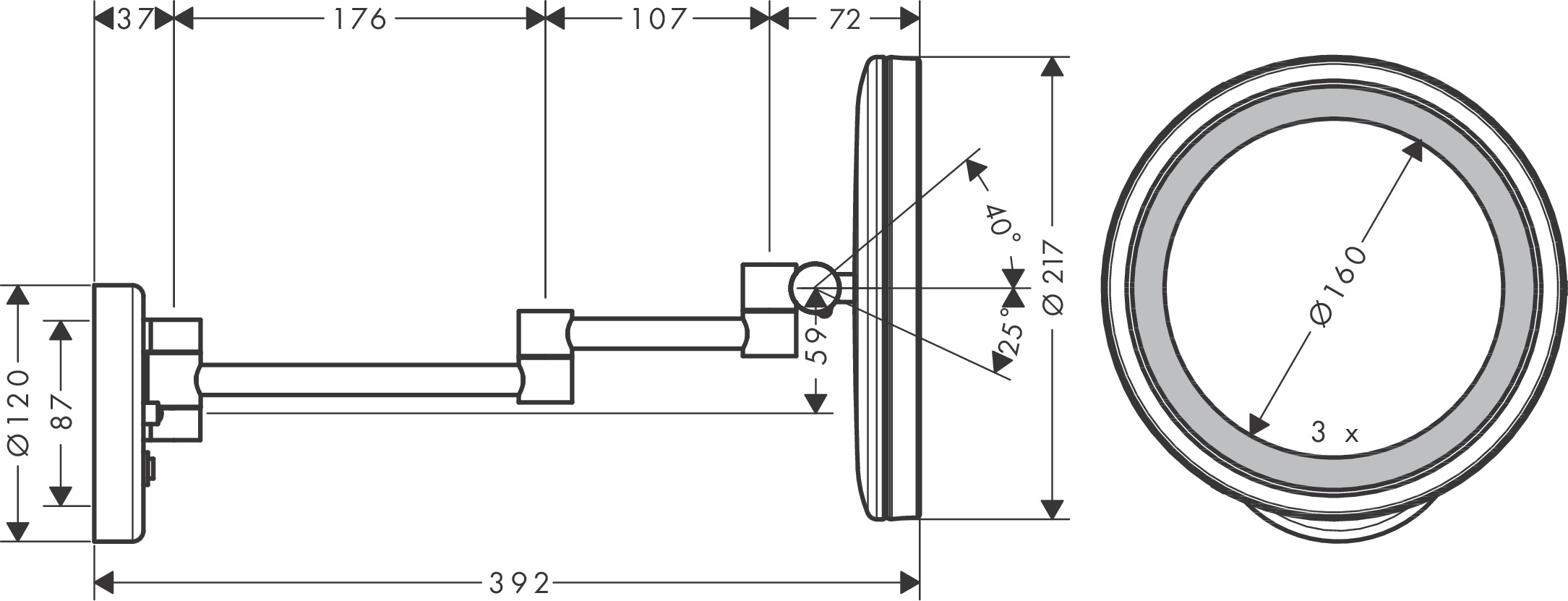 Hansgrohe Rasierspiegel Logis Universal chrom mit LED Licht
