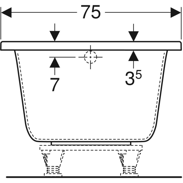 Geberit Renova Plan Rechteckbadewanne 170x75x42cm, weiß