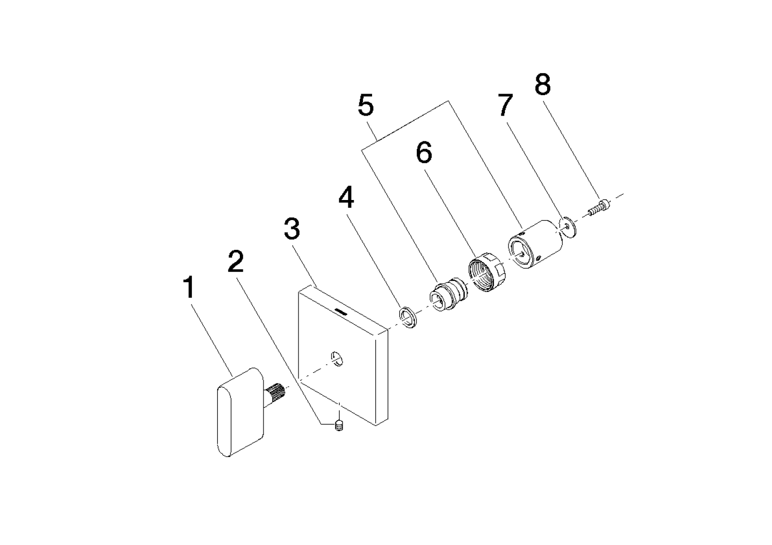 DO Griff für Unterputz Wand ERSATZTEILE 90207005103 60 x 60 x 40 mm Chrom
