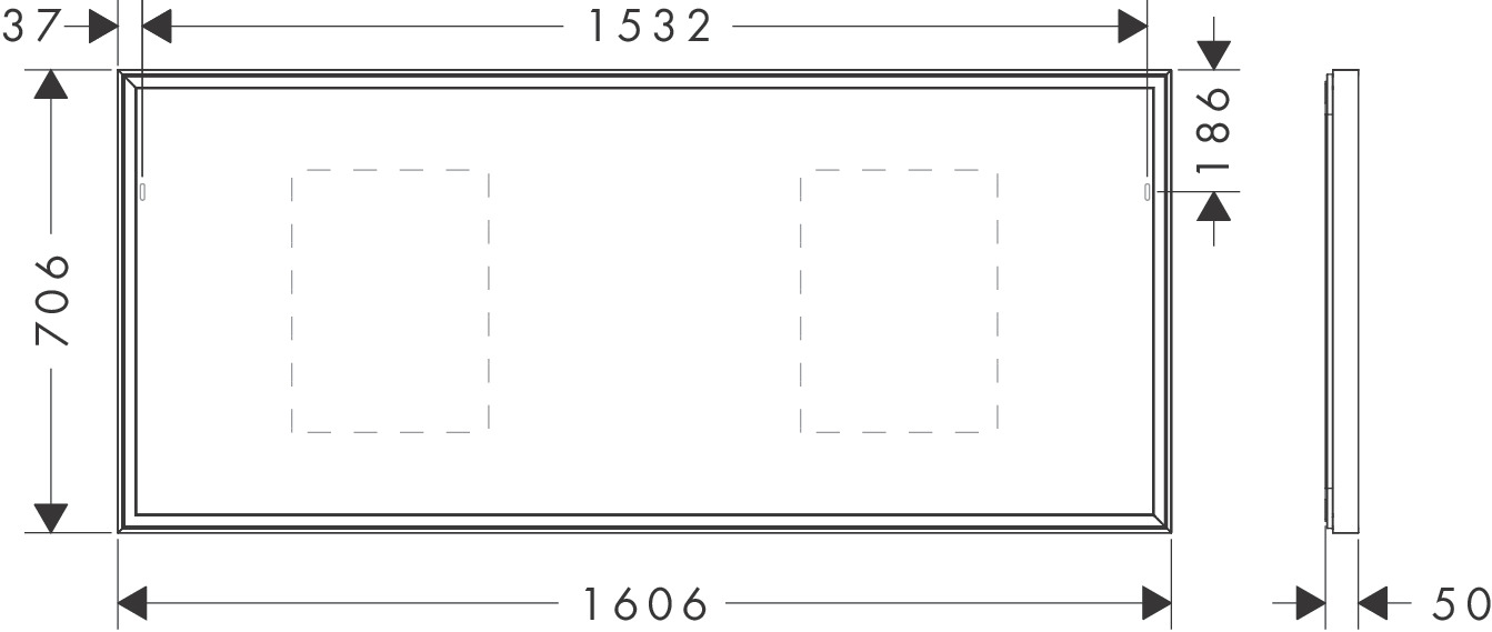 Hansgrohe Xarita E Spiegel 1600/50 mit LED Beleuchtung IR Sensor Mattweiß