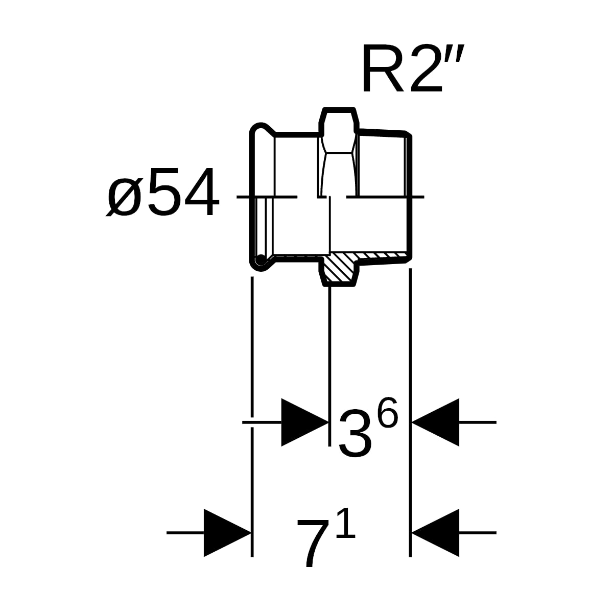 Geberit Mapress C-Stahl Übergang mit AG d54-R2 verzinkt