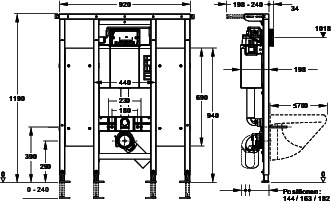 nextVIT WC-Element Typ A31 SBH 120 Barrierefrei mit Stützklappgriff-Element