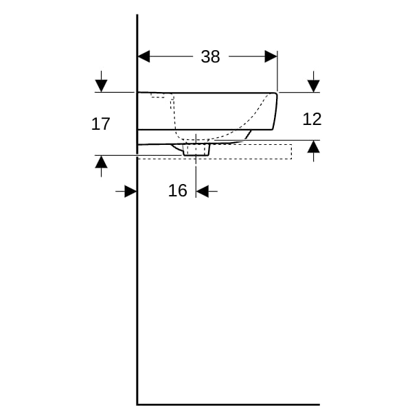 Geberit Renova Plan Aufsatz-HWB 50x38cm m. Hahnloch, m. Ül., weiß, KeraTect