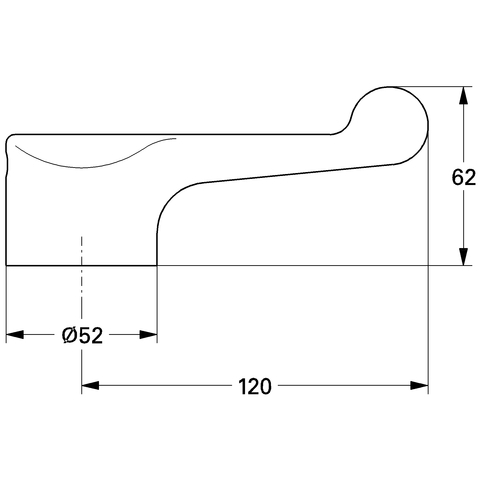 GROHE Hebel 46279 L:120mm für Euroeco Spezial WT-Batterie chrom