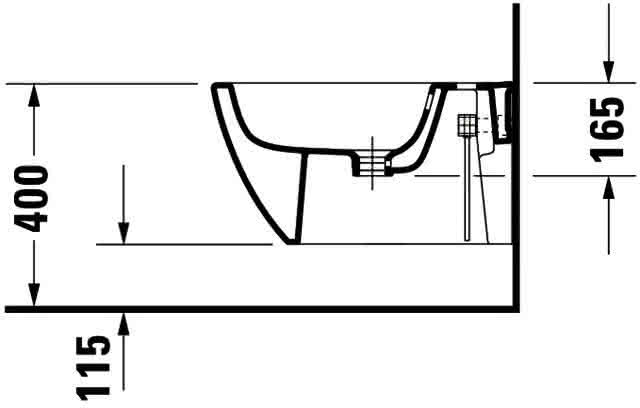 DU Wand-Bidet Happy D.2 540 mm m.ÜL, m.HLB, 1 HL, Durafix, weiß