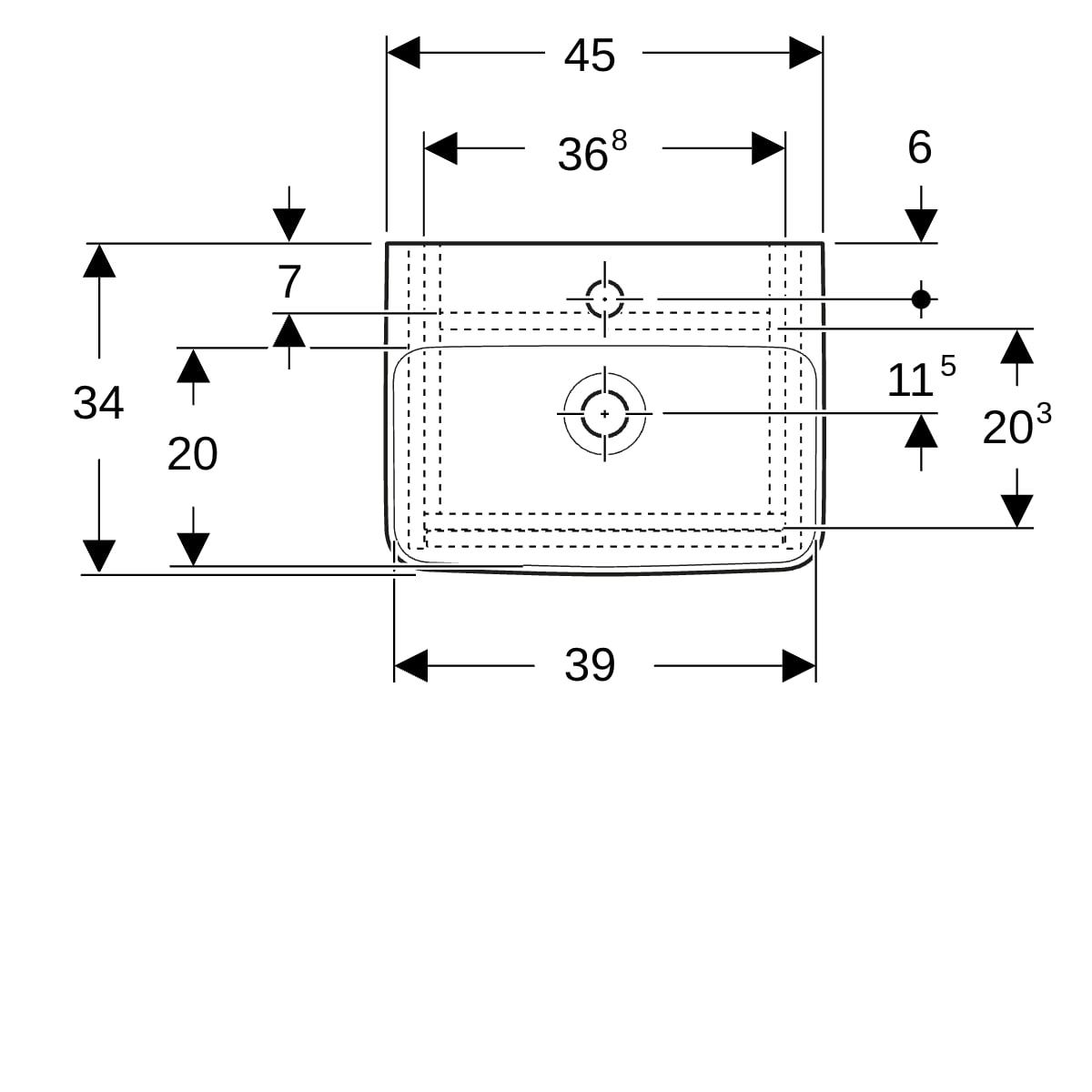 Geberit Renova Plan Set HWB mit US, 1 Tür 45x69,7x34cm, weiß/l. seidenmatt