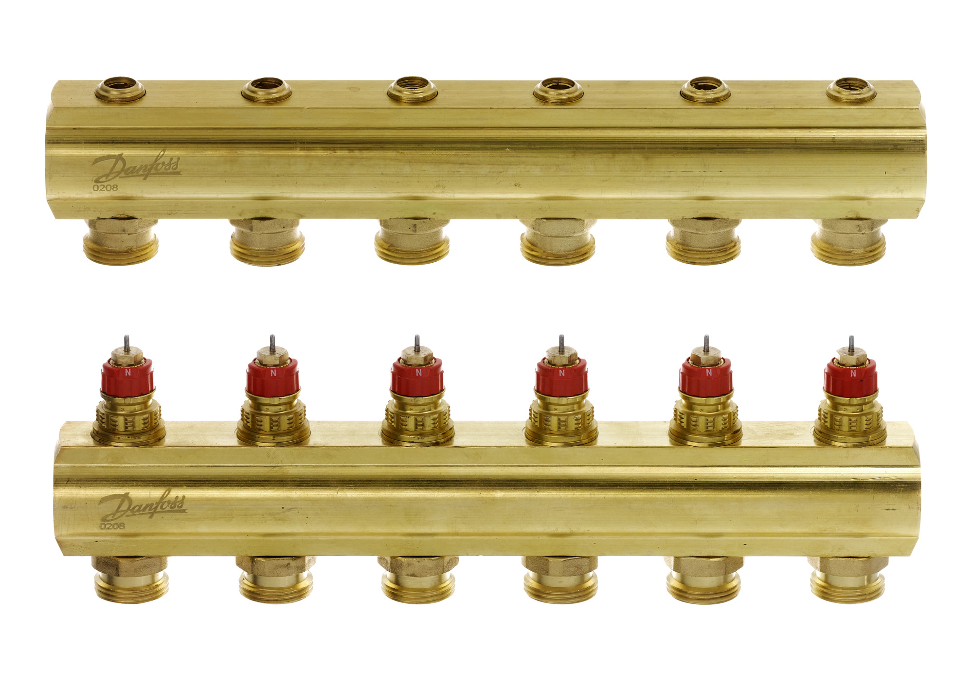 Danfoss FBH-Verteiler FHF-6 6 Kreise, ohne Durchflussanzeige