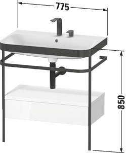 DU Metallkons.u.SK.m.Happy D.2 Plus,1 HL 850x775x490mm, bodenst., Medit. Eiche