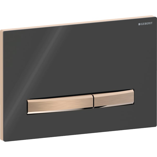 Geberit Sigma50 BetPl., eckig, 2-Mengen-Sp. rotgold gebürstet, Etc/schwarz glänzend