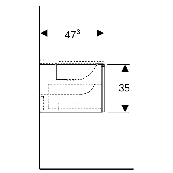 Geberit Xeno2 Unterschrank f. WT aus VARICOR m. 2 Hl., 139,5x35x47,3cm, sculturagrau