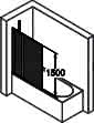 Hüppe DA 501 Design pure BW Abt. 2tlg.95 H:1500 silber matt klar