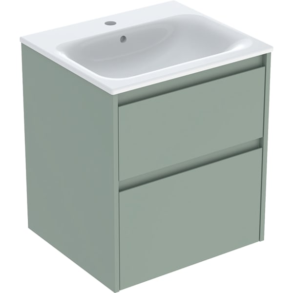 Geberit Renova Plan Set MWT mit US, 2 Schubl. 55x62,1x48cm, salbeigrün/l. seidenmatt
