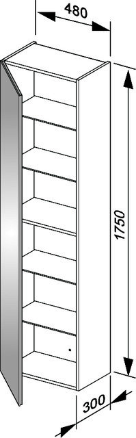 KEUCO Hochschrank X-Line 33130, links inox/Glas inox, 480x1750x300mm