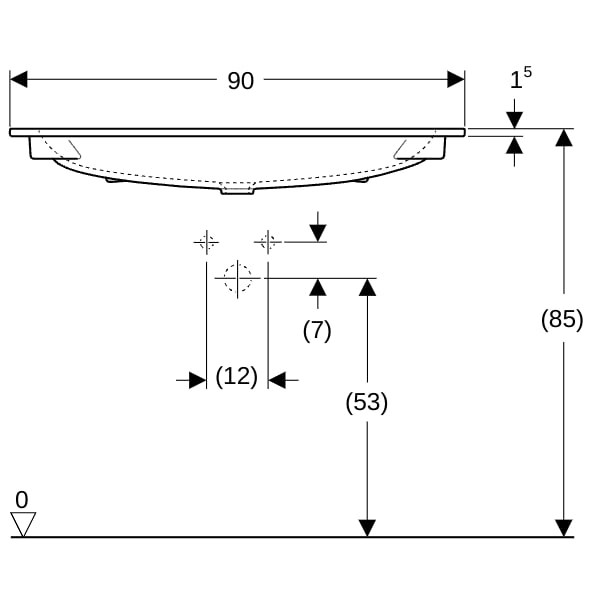 Geberit iCon Möbelwaschtisch 90x48cm mit Hahnloch, ohne Ül., weiß, KeraTect