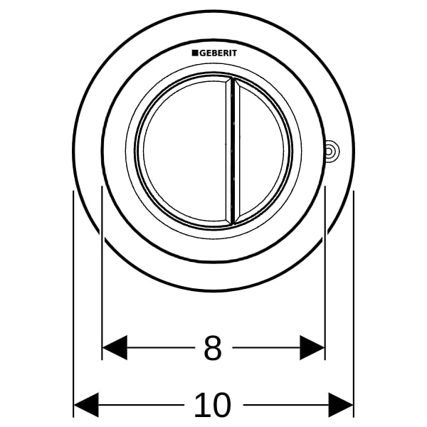 Geberit Typ 01 Fernbetätigung, rund, pmeum. 2-M-Sp., Möbeldrücker, chrom glänzend