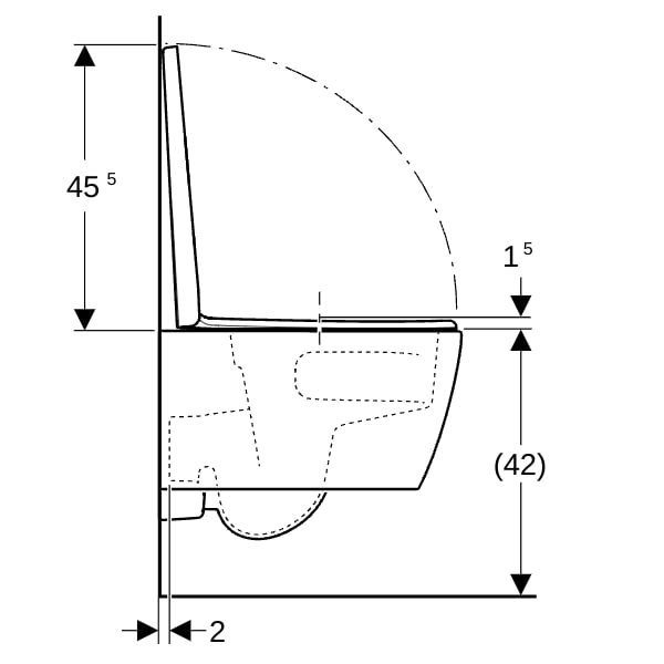 Geberit iCon Set WWC Tiefsp., verk., geschl. TurboFlush, m. WC-Sitz, T:49cm, weiß