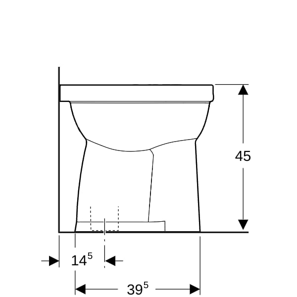 Geberit Renova Comfort Stand-WC Flachspüler erhöht/barrierefrei, Abg.verti.,KeraTect
