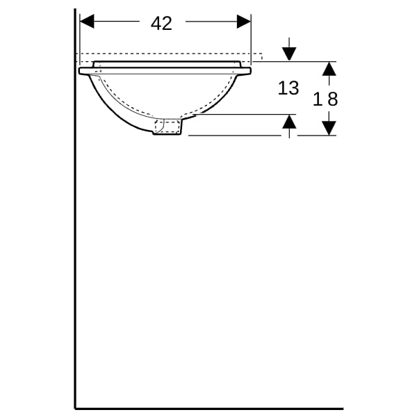 Geberit VariForm Unterbauwaschtisch, oval d:49,5x42cm, o. Hl, o. Ül., gl weiß Tect